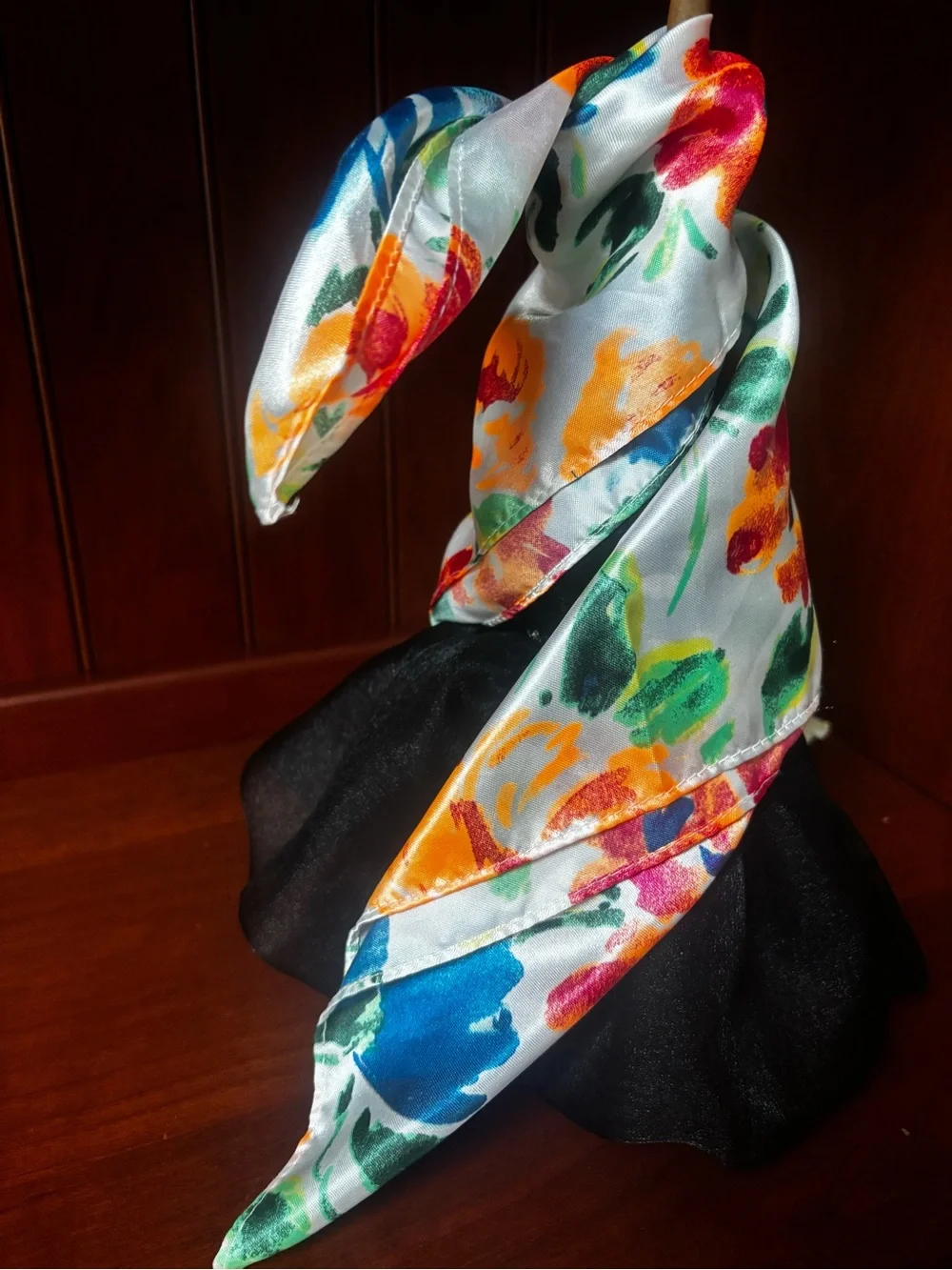 Floral Multicolor Satin Scarf